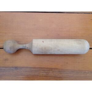 Vtg Antique Solid Maple Wood Sauerkraut Masher Kitchen Pestle 10.5" Primitive